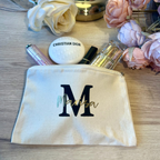 pochette in cotone per trousse personalizzabile con lettera e nome