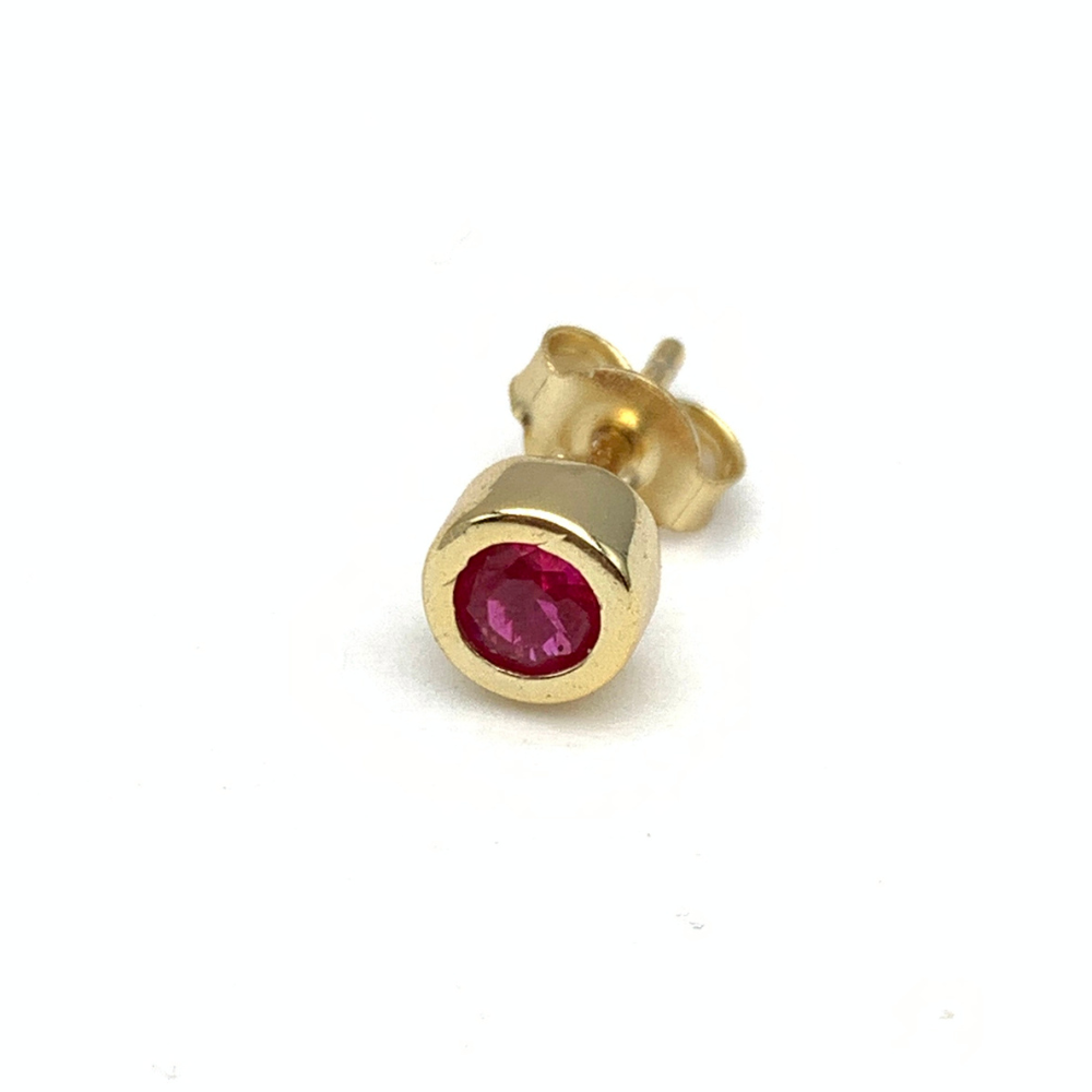 Mono Orecchino Zircone Fucsia in Argento Gold