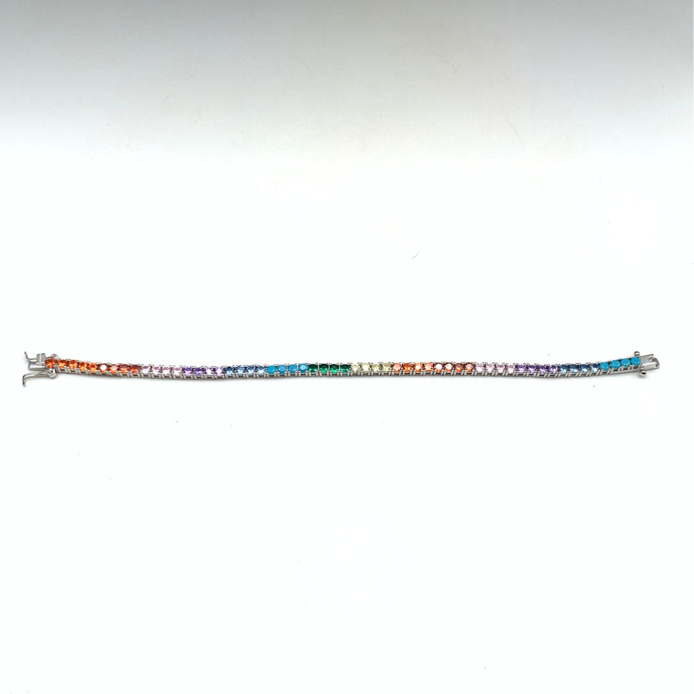 bracciale tennis in argento 925 con zirconi colorati