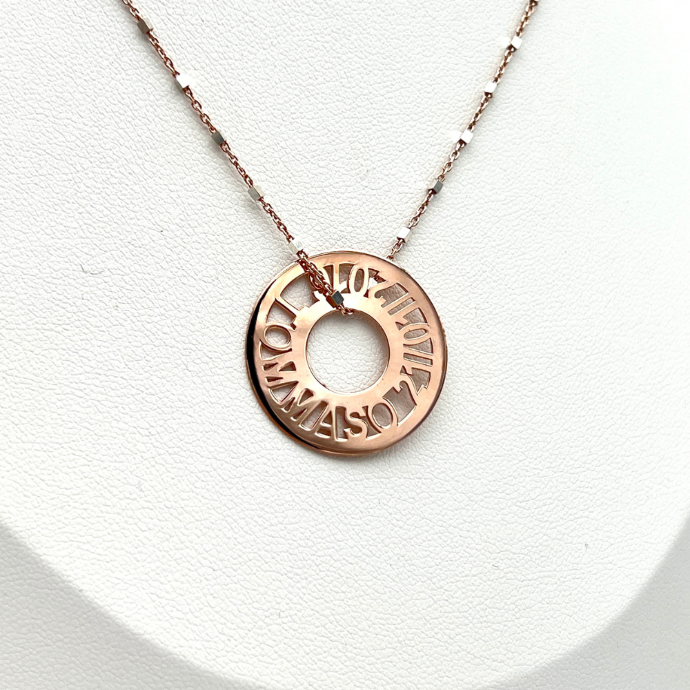 rondella ciondolo in argento personalizzabile placcata oro rosa