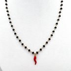 rosario in argento gold con cornetto rosso