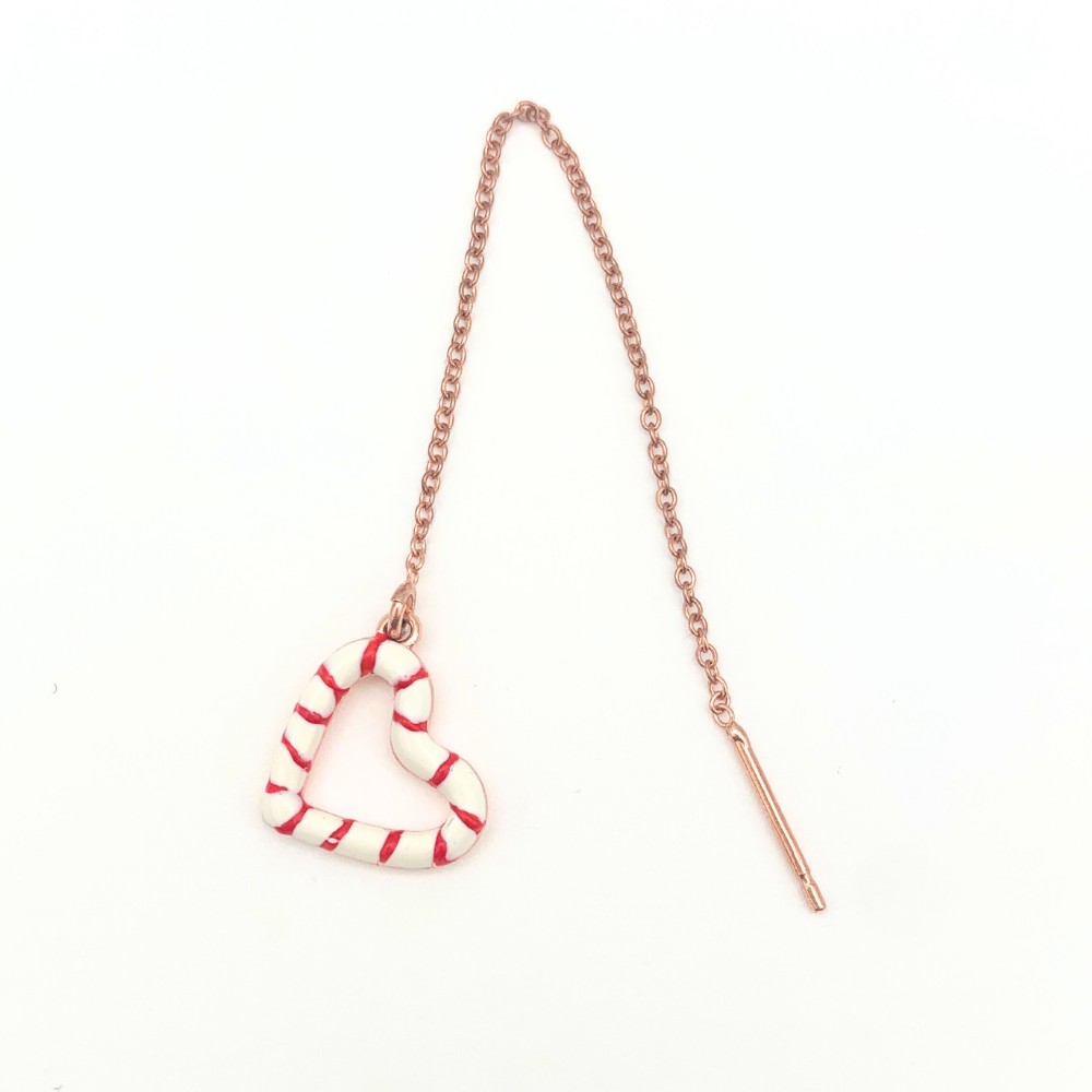 Saliscendi Cuore Caramella Smaltata in Argento Rosè