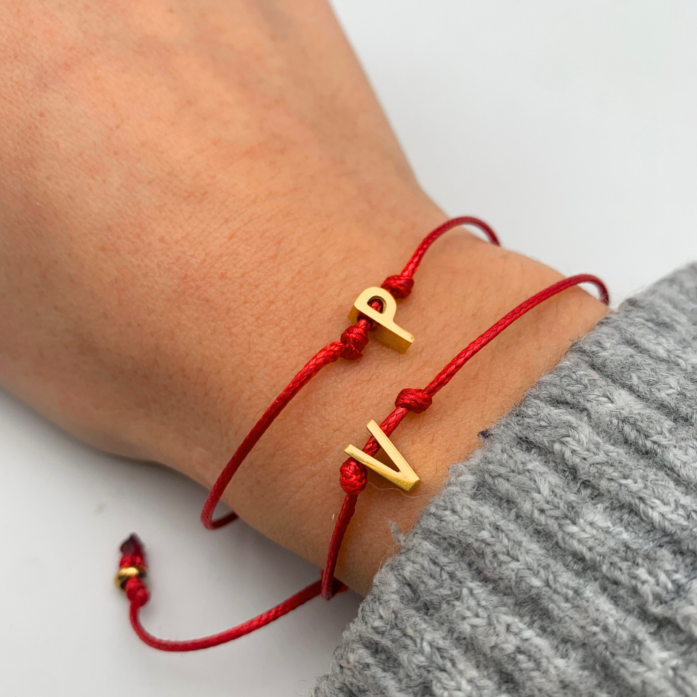 Bracciale Letter Rosso in Acciaio Gold - WJ Gioielli