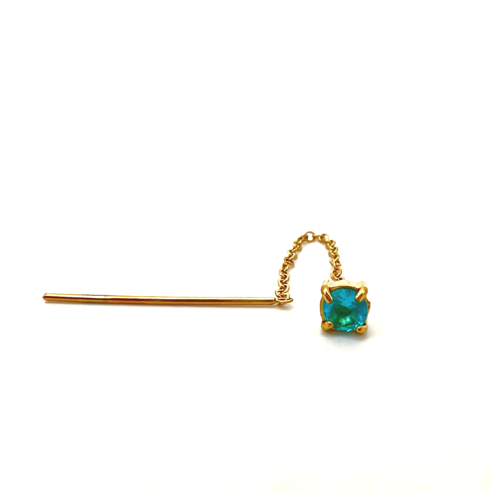 Saliscendi con Zircone Azzurro in Acciaio Gold