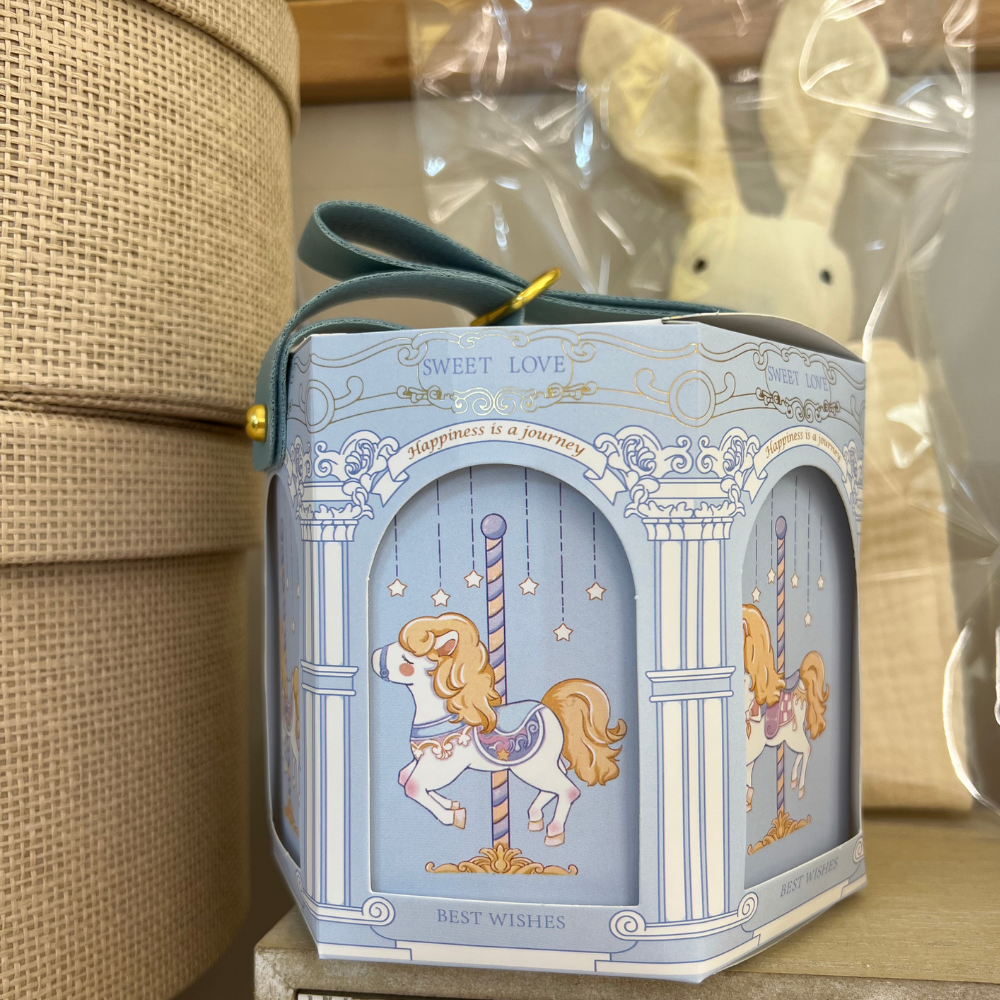 scatolina cofanetto giostra azzurra confezione regalo bambino