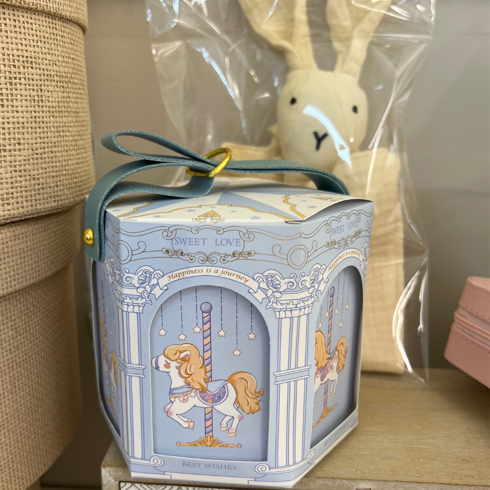 scatolina cofanetto giostra azzurra confezione regalo bambino
