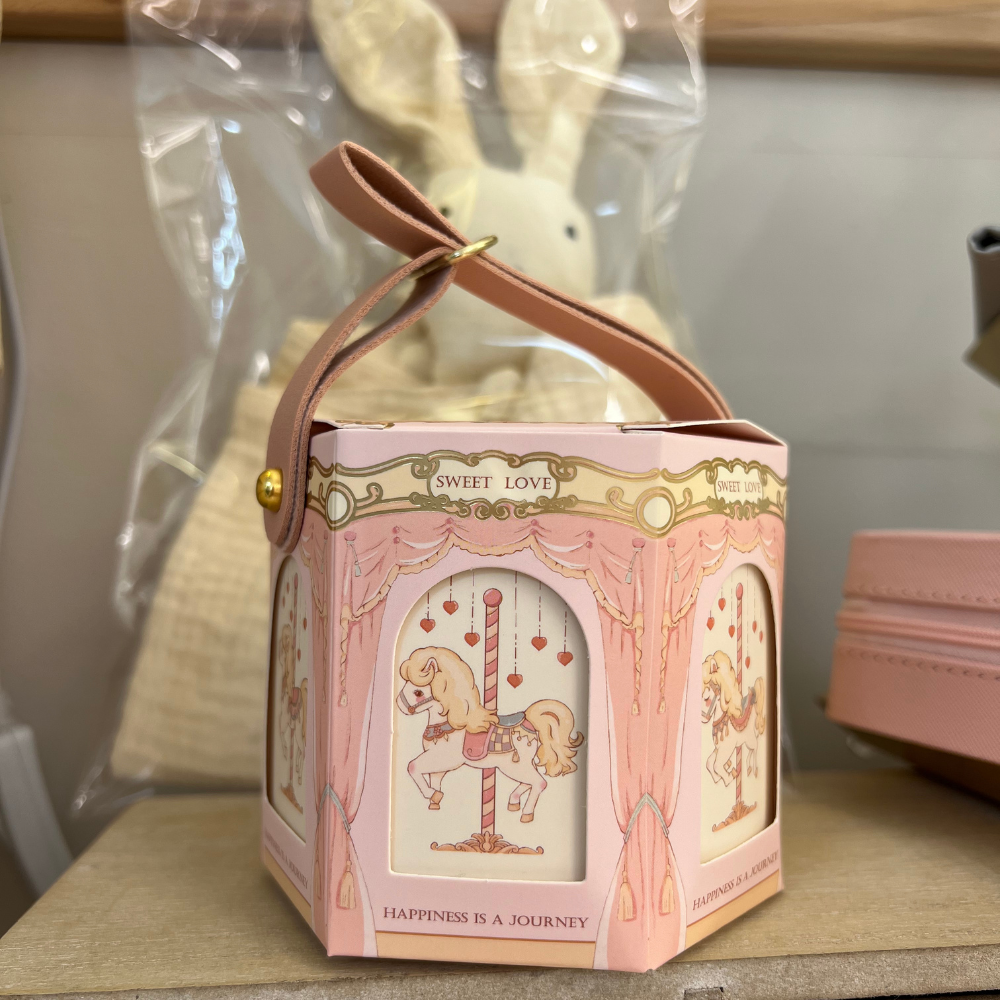 scatolina cofanetto giostra rosa confezione regalo bambina