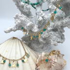 set in argento 925 placcato oro con hoop pendente con stellina e pietre dure azzurre e bracciale con pietre azzurre e ciondoli stella palma e polipo in argento gold