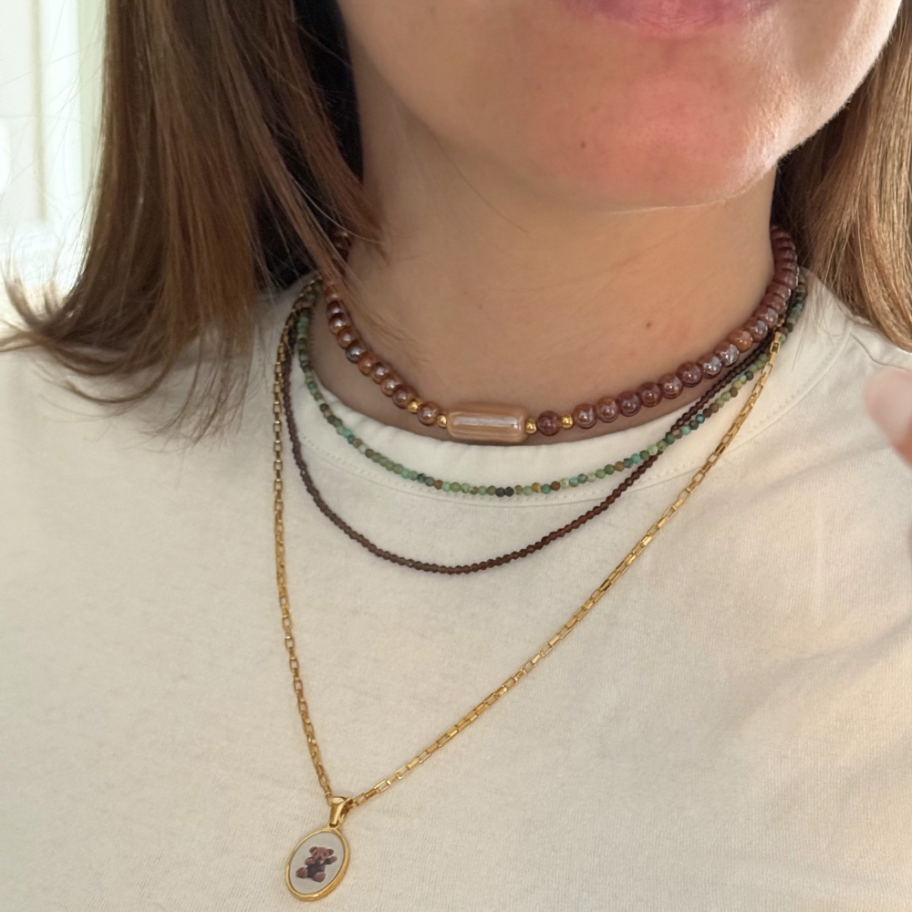 Set di Collane Orsetto dei Sogni  in Acciaio Gold