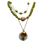 Set di Collane Verde Incanto in Acciaio Gold