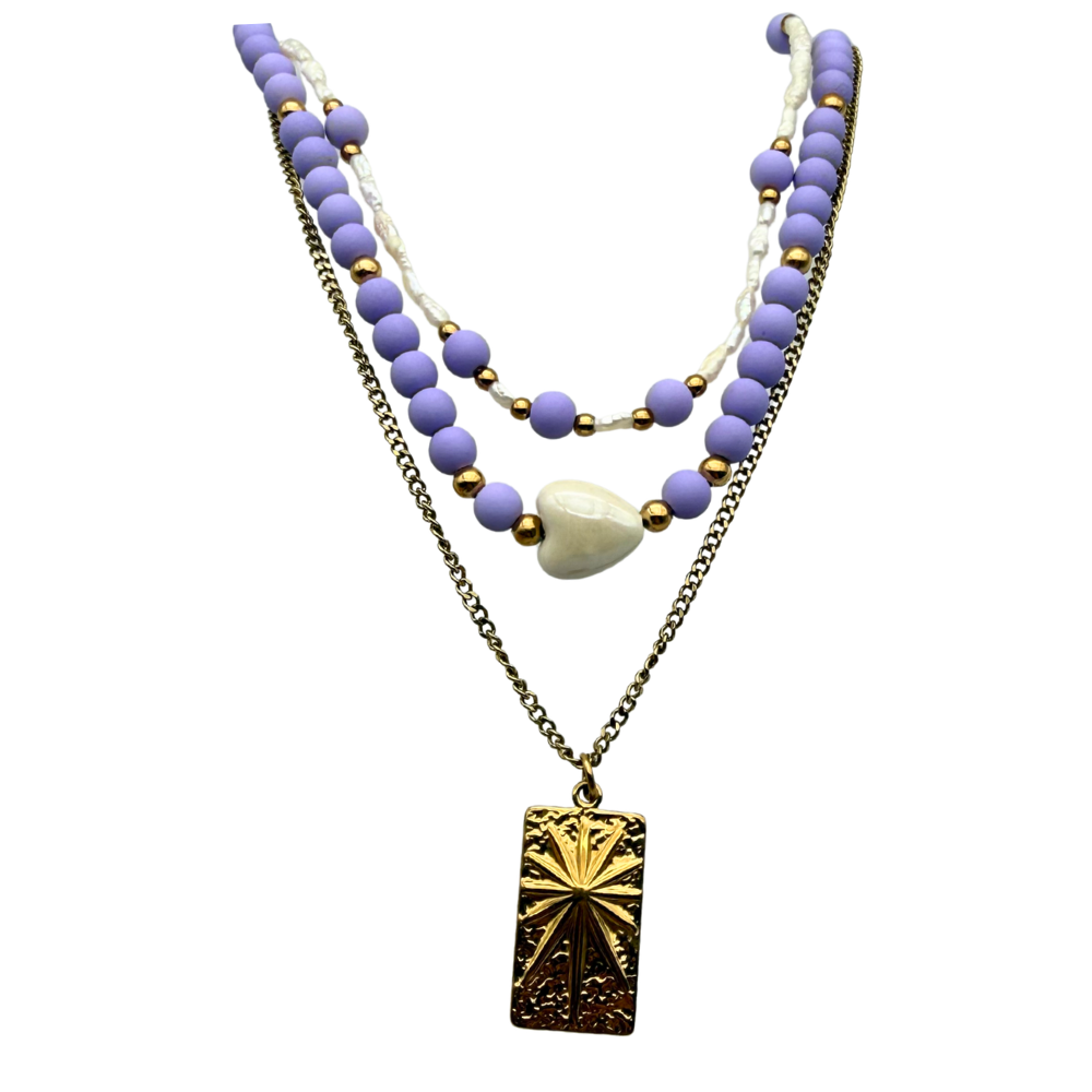 Set di Collane Incanto Lilla in Acciaio Gold