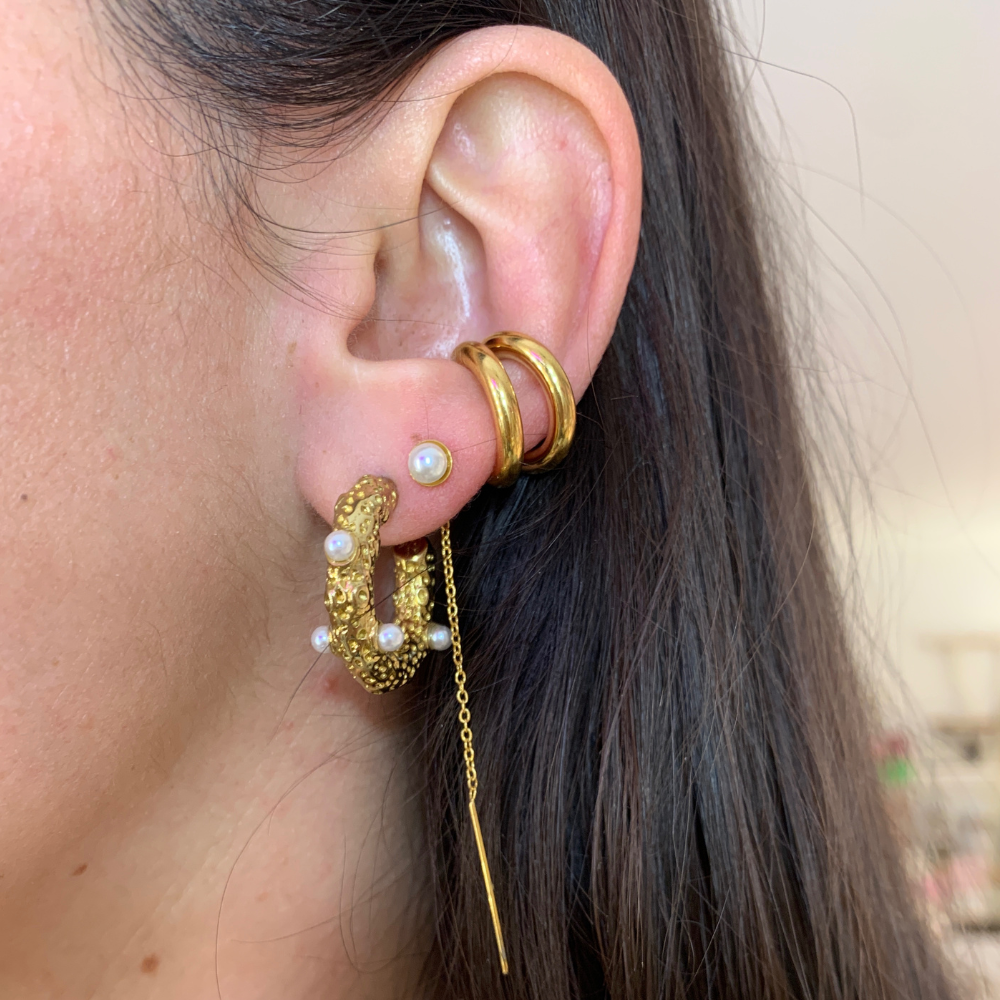 Saliscendi con Perla in Acciaio Gold
