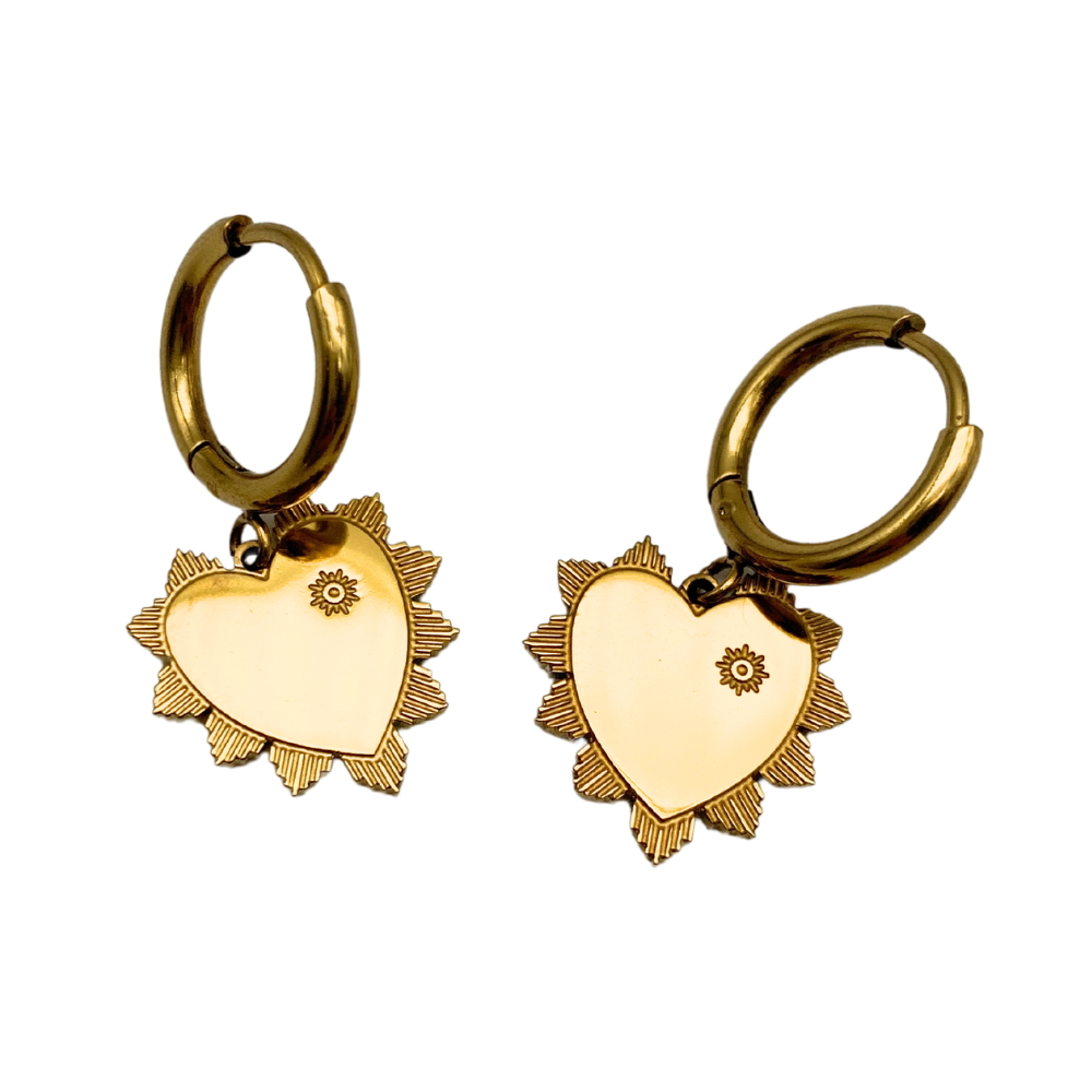 Orecchini Cuore in Acciaio Gold