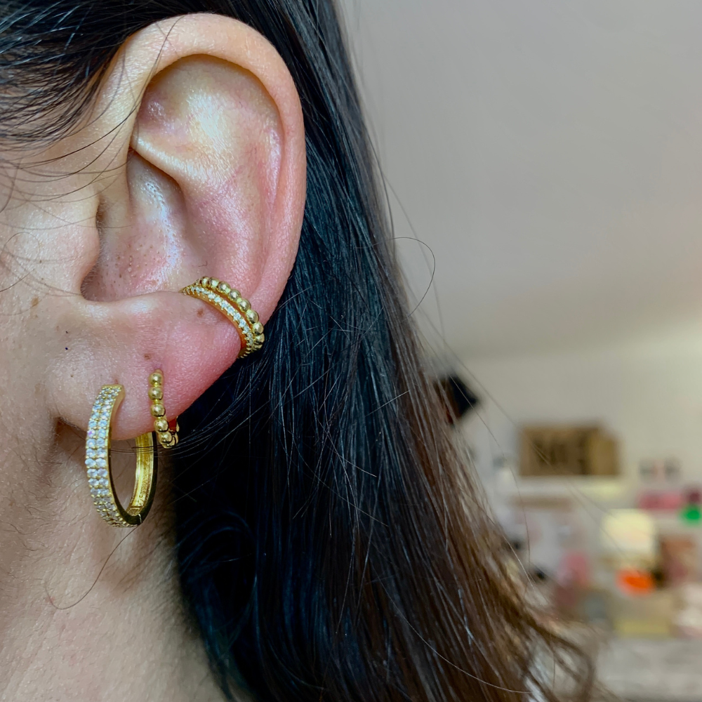 Mono Hoop Bubble Mini in Argento Gold