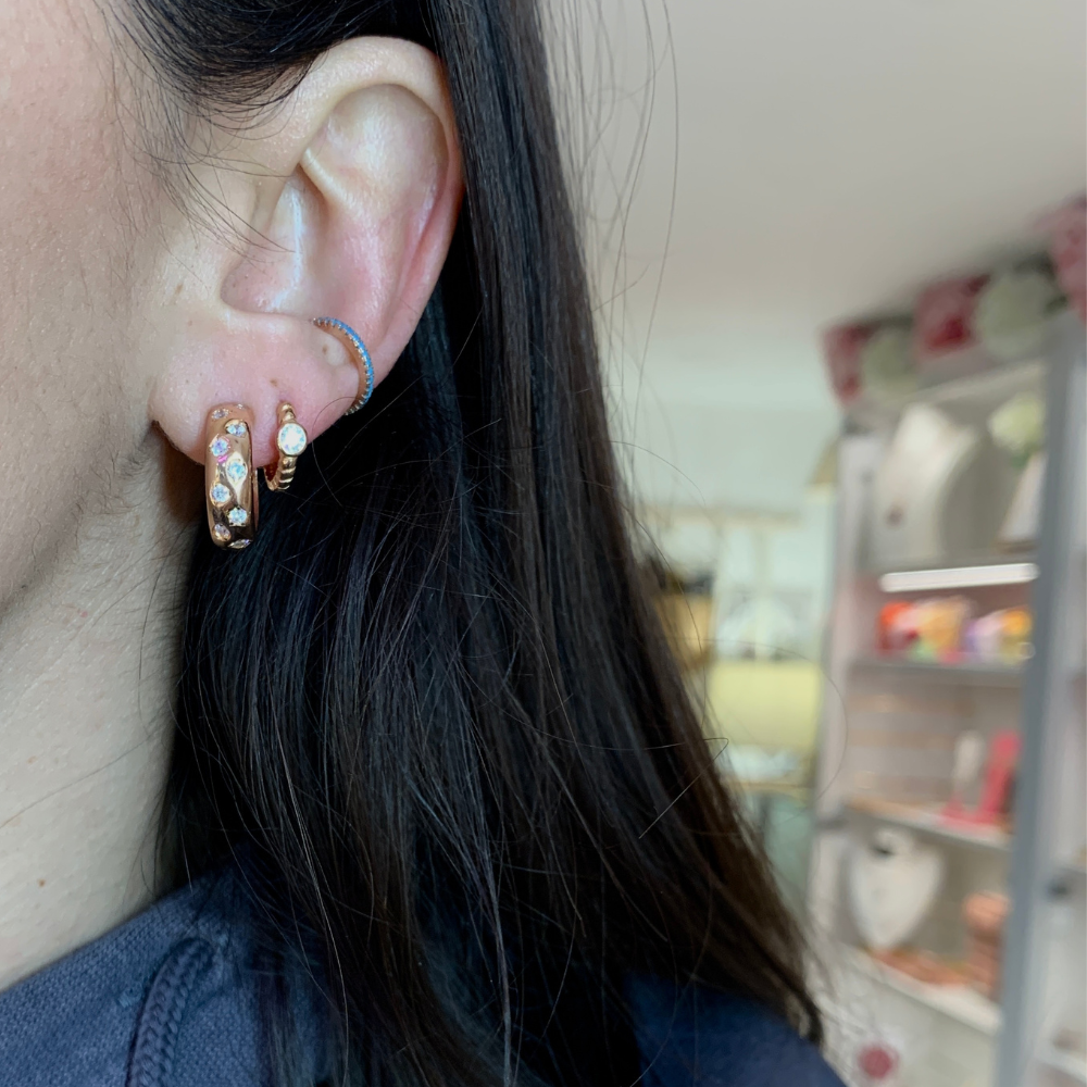 Ear cuff Sparkle Rosè con Zirconi Turchesi