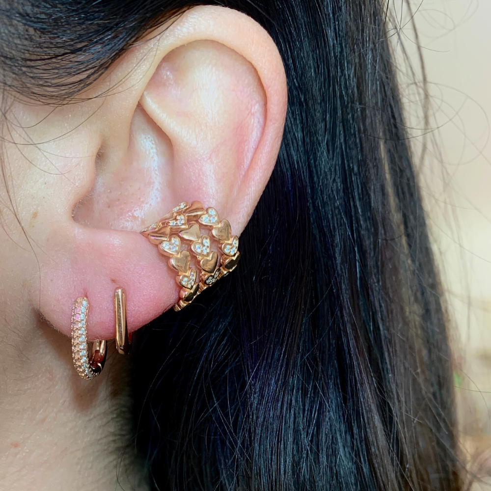 Hoops Squadrati Zirconi Bianchi in Argento Rosè