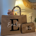 Set Borsa e Pochette di Paglia Personalizzabili