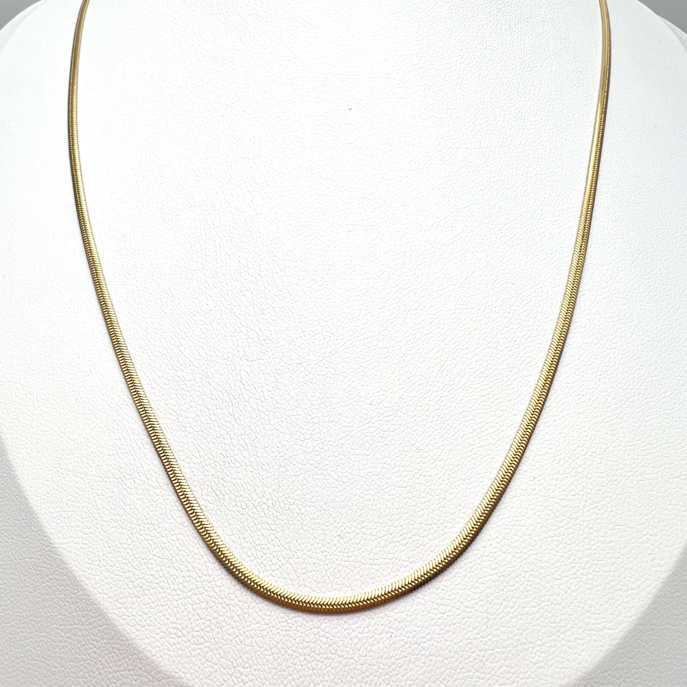 collana in acciaio gold micro snake piatta