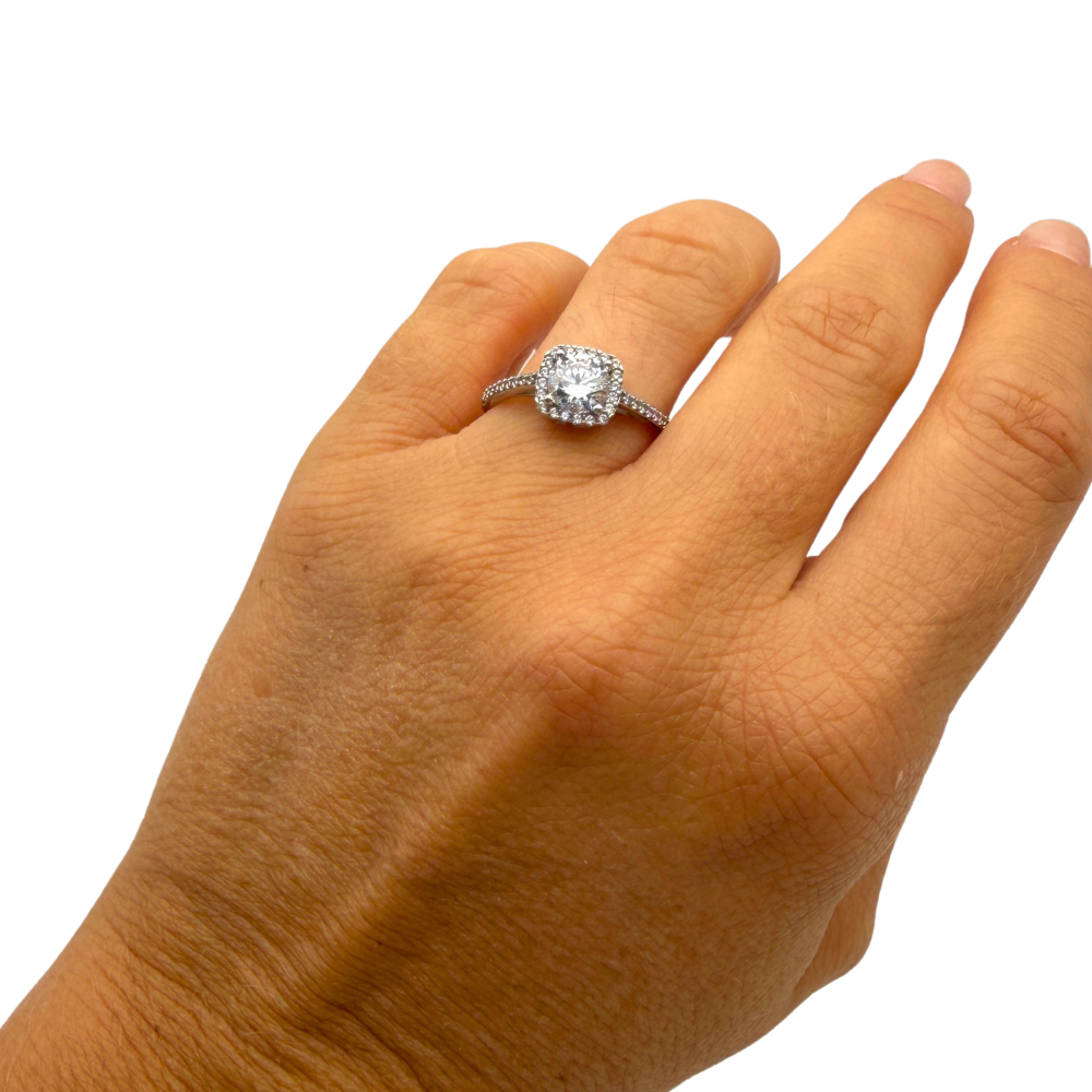 Anello Solitario Pavè in Argento 925 Silver