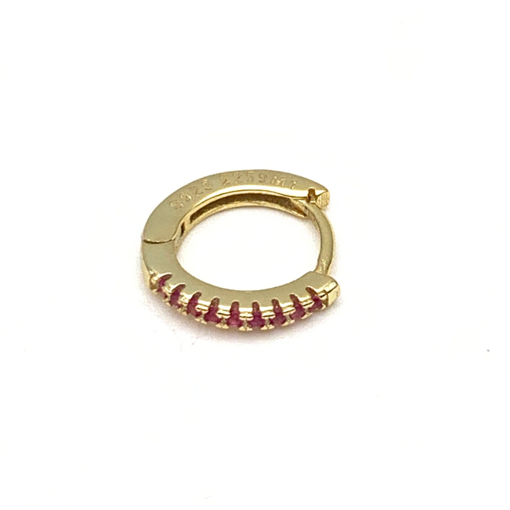 Mono Sparkle Hoop Zirconi Fucsia in Argento Gold