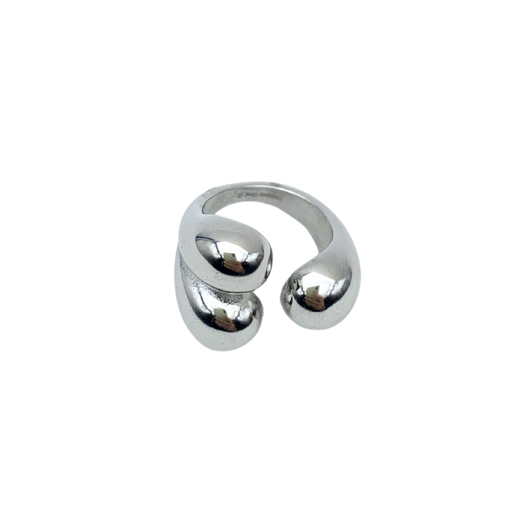 Anello Sfere Chunky in Acciaio Silver - WJ Gioielli
