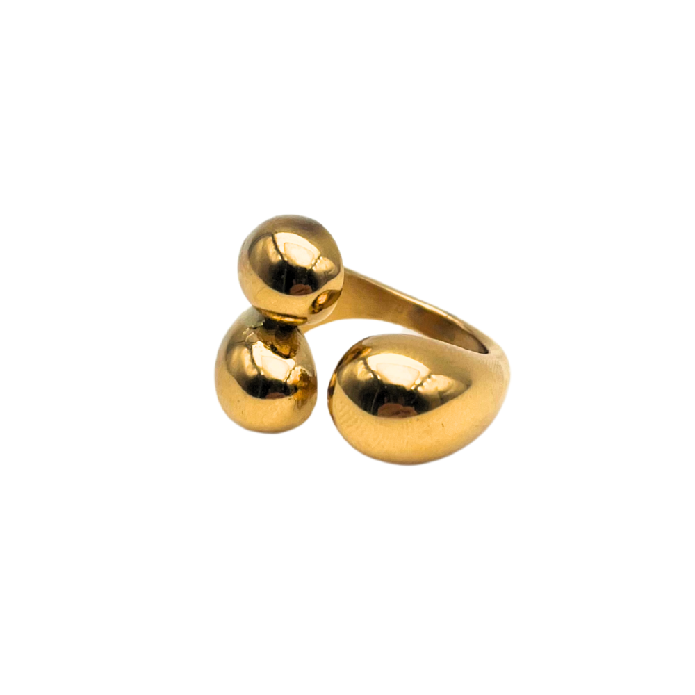 Anello Sfere Chunky in Acciaio Gold - WJ Gioielli