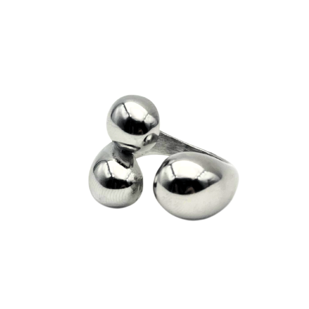 Anello Sfere Chunky in Acciaio Silver - WJ Gioielli