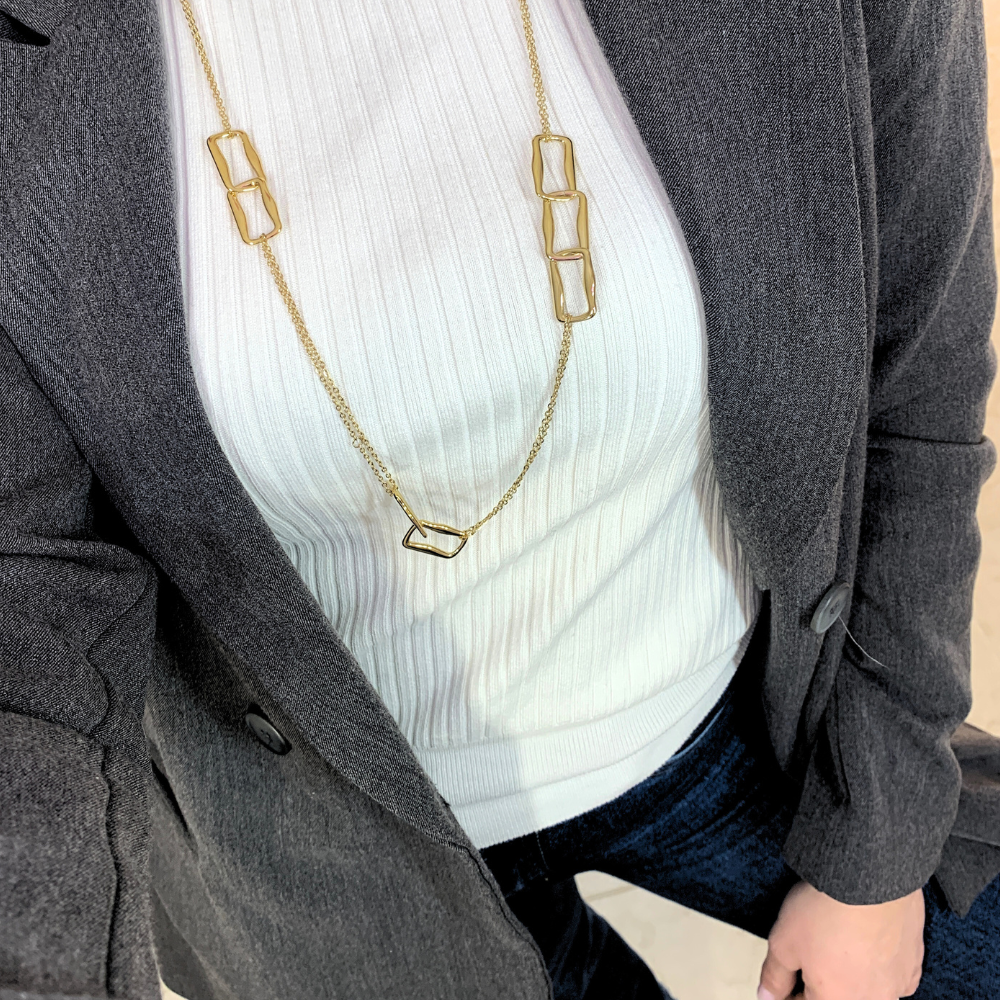 Geometric Chain in Acciaio Gold