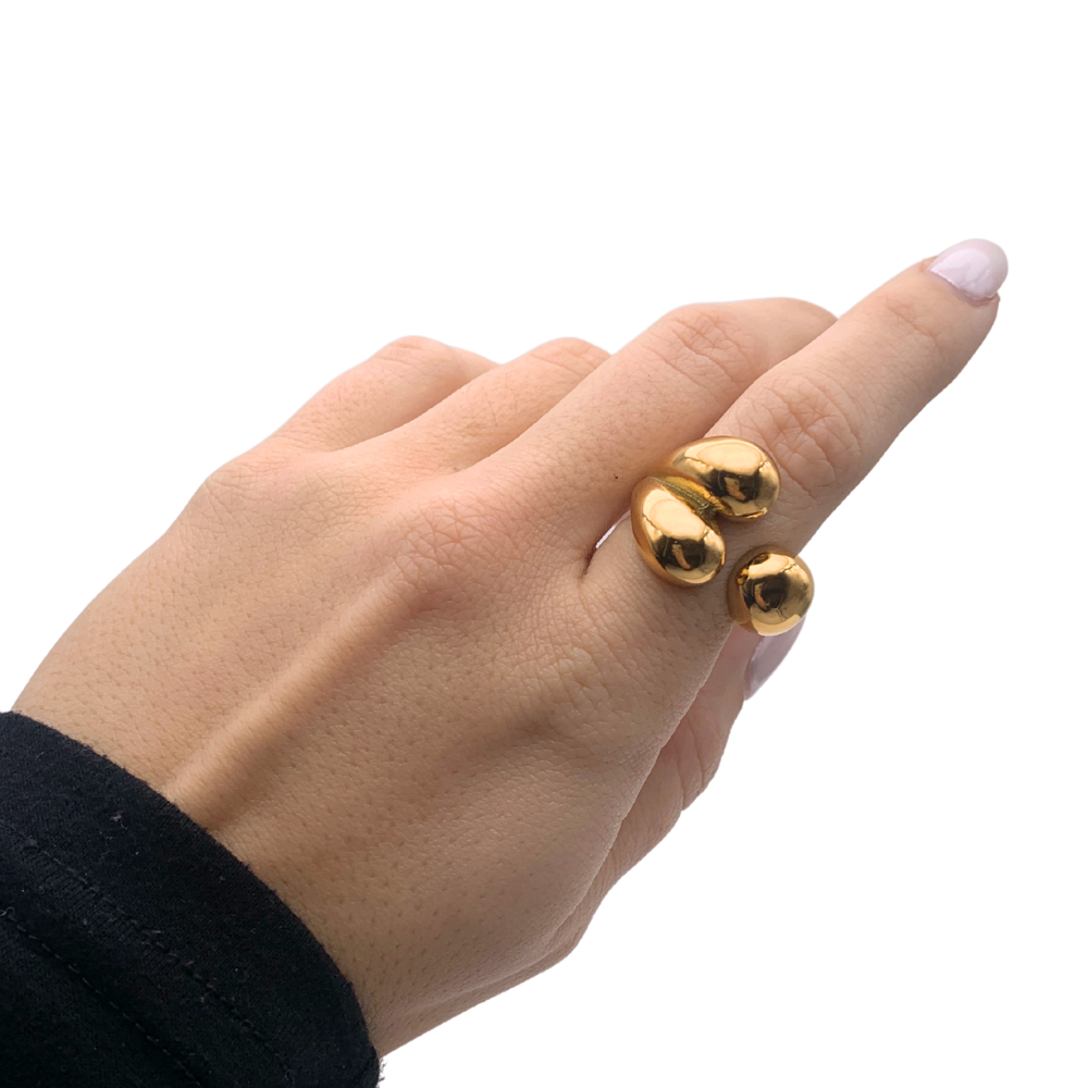 Anello Sfere Chunky in Acciaio Gold - WJ Gioielli
