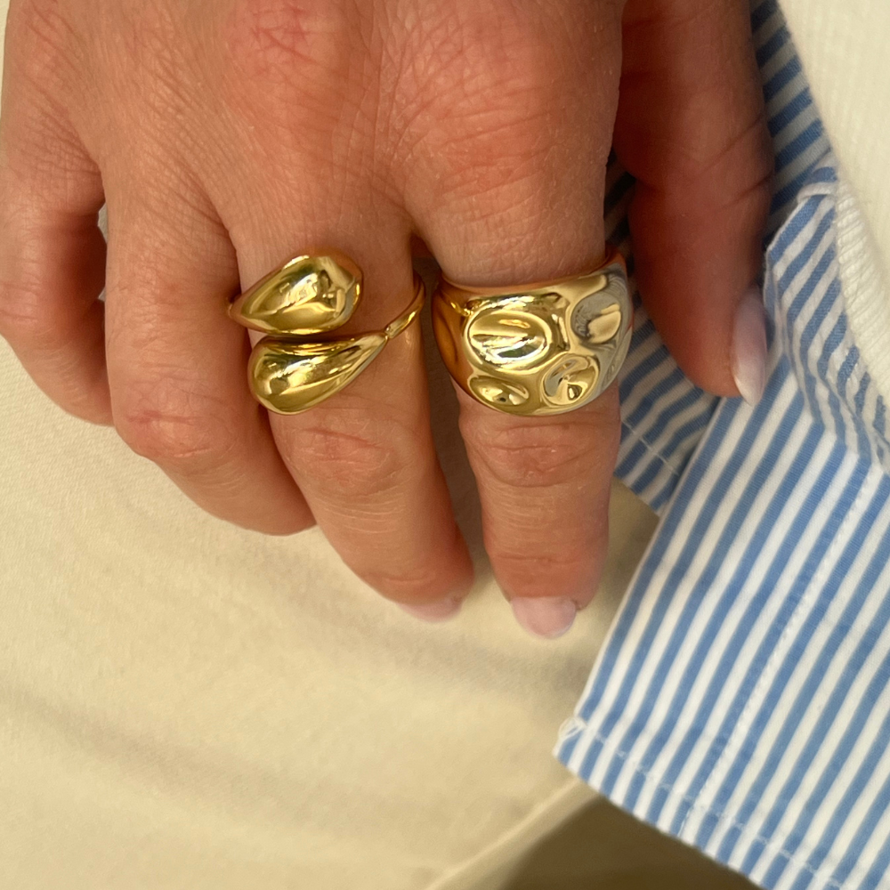 Anello Terra Fusa in Acciaio Gold - WJ Gioielli