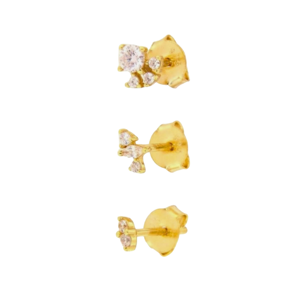 Tris Orecchini Mini Bloom in Argento 925 Gold