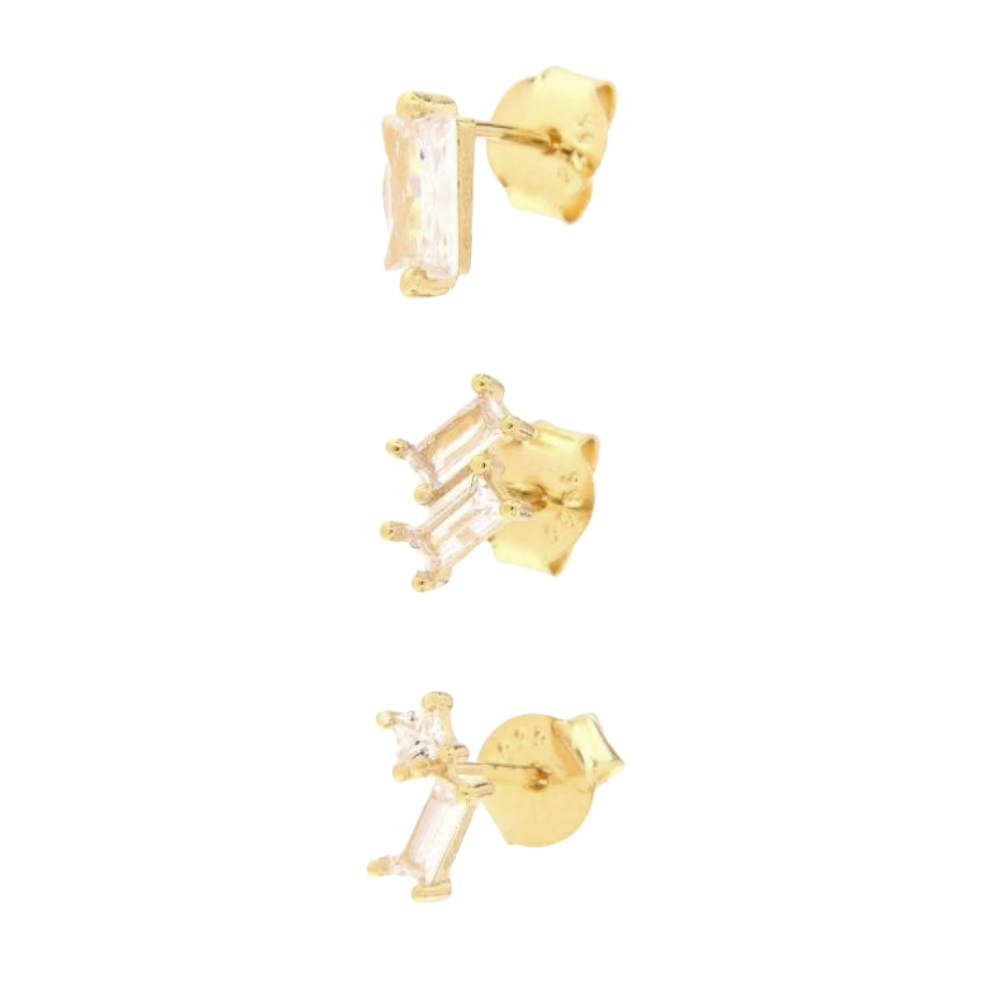 Tris Orecchini Mini Cristal in Argento 925 Gold
