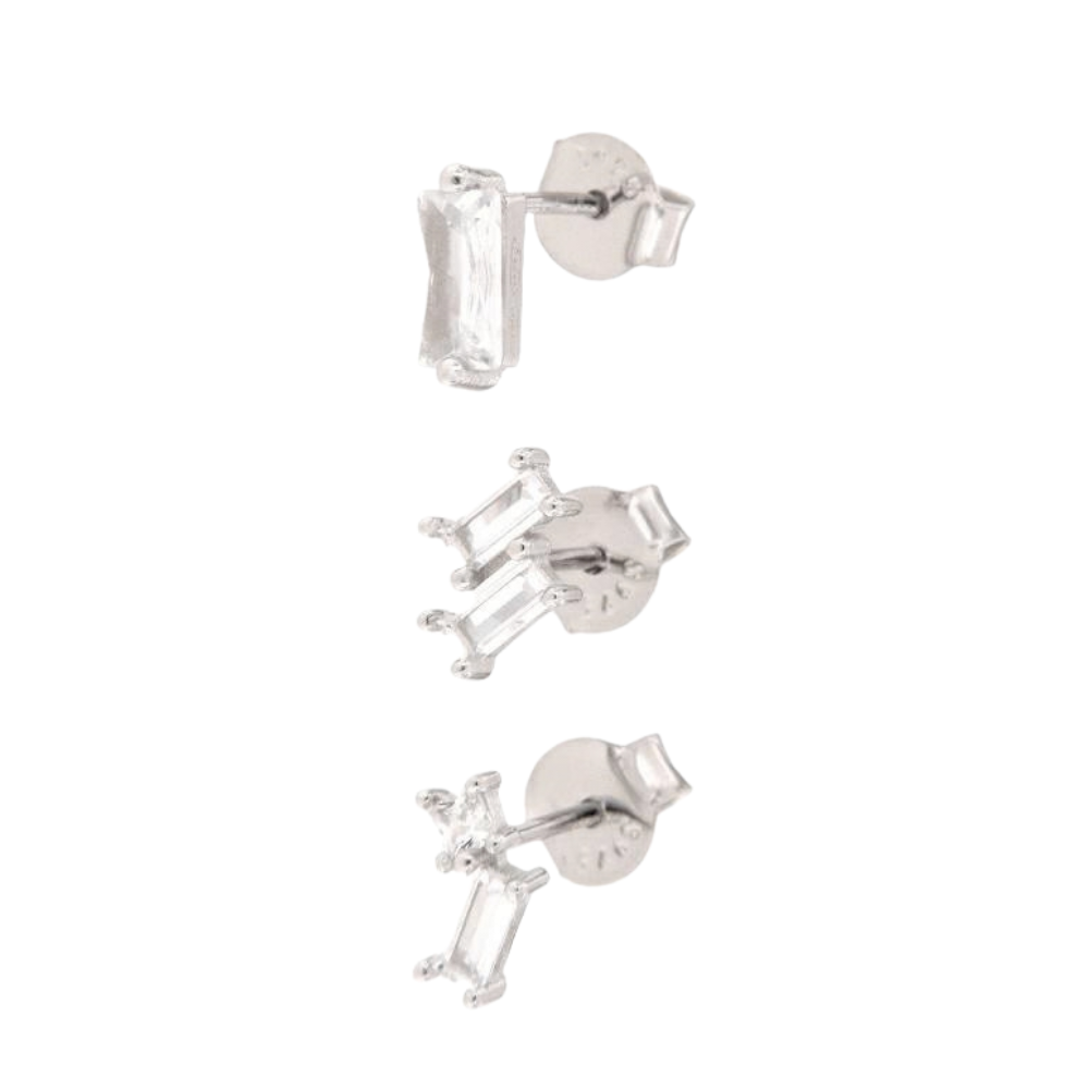 Tris Orecchini Mini Cristal in Argento 925 Silver