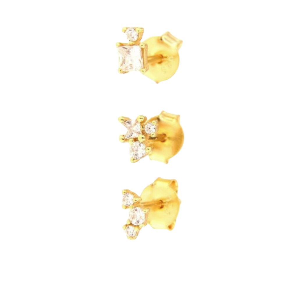 Tris Orecchini Mini Shine in Argento 925 Gold