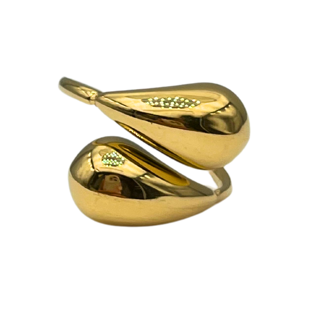 Anello Two Drops in Acciaio Gold - WJ Gioielli